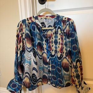 Maria Cher multi color silk blouse. Size XS. Excellent condition.